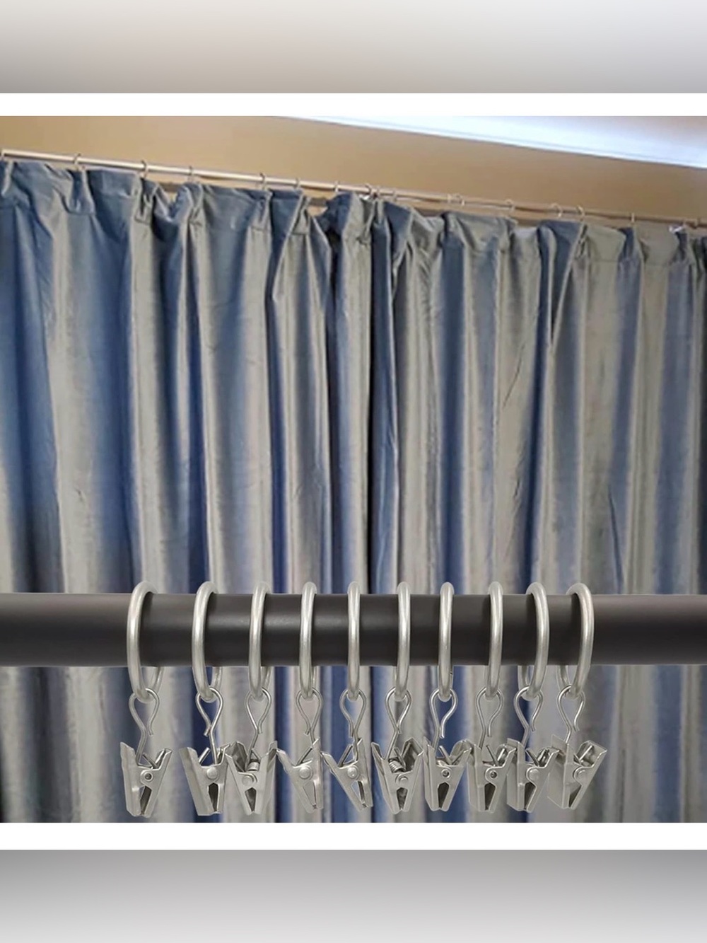 BNWT 44 PCS SILVER CURTAIN ROD RINGS FOR CURTAINS OR BABY CLOTHES ORGANIZING - Picture 5 of 11